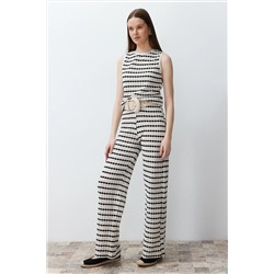 Ecru riThdwear выглядит полосатым стрижент/плоские брюки Twoss24pl00101