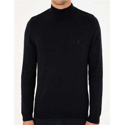Navy Blue Slim Fit Half Fisherman воротник базовый трикотажный свитер