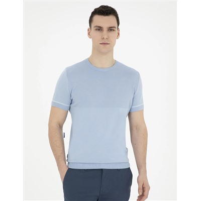 Blue Slim Fit Bike Yaka Triko T -For