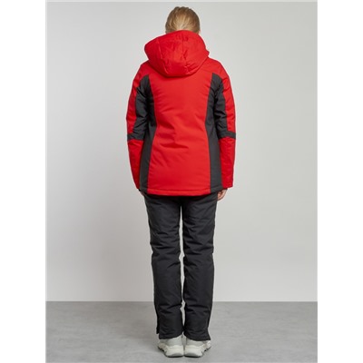Горнолыжный костюм женский зимний красного цвета 03105Kr