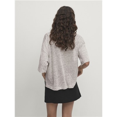 Short sleeve T-shirt 100% linen melange