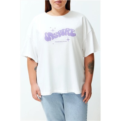 Ekru Unisex Oversiz Casual 100 %хлопковая пара вязание футболка TBBSS24BF00033