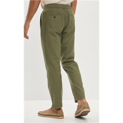 Брюки льняные мужские F211-0871 оливковые