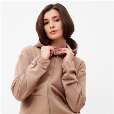 Костюм женский (толстовка, брюки) MINAKU: Casual collection цвет бежевый, размер 46