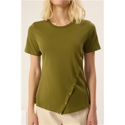 Khaki 100 %хлопок обычный/нормальный скольжение плесени детализированная вязаная футболка Twoss25ts00029
