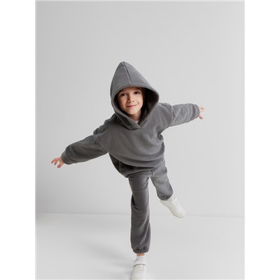 Костюм флисовый (худи и брюки) детский MINAKU: Fleece Soft, цвет серый, рост 128 см