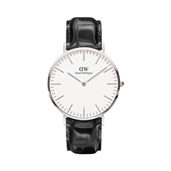 Reloj de cuarzo de piel Classic Reading - Negro y plateado