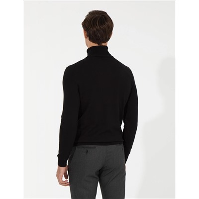 Black Slim Fit Fisherman воротниц Основной вязаный свитер