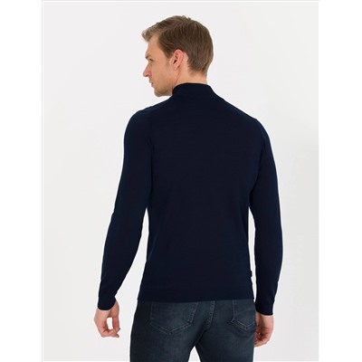 Navy Blue Slim Fit Half Fisherman воротнич