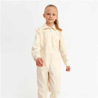 Комбинезон для девочки MINAKU: Casual collection KIDS цвет бежевый, рост 128