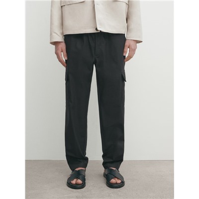 Pantalón cargo algodón sarga jogger fit