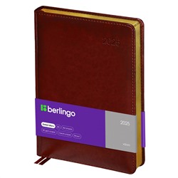 Ежедневник датированный 2025г., А4-(В5), 184л., кожзам, Berlingo "xGold", зол. срез, коричневый