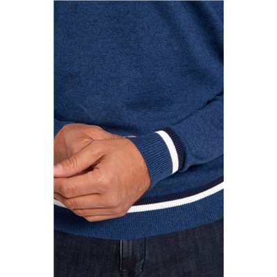 Пуловер однотонный мужской с V-образной горловиной F021-15-0046 jeans melange