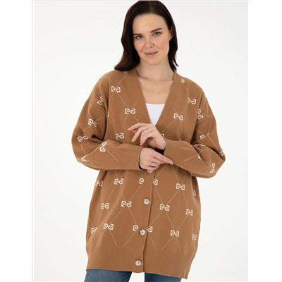 Camel Comfort Fit Triko Cardigan