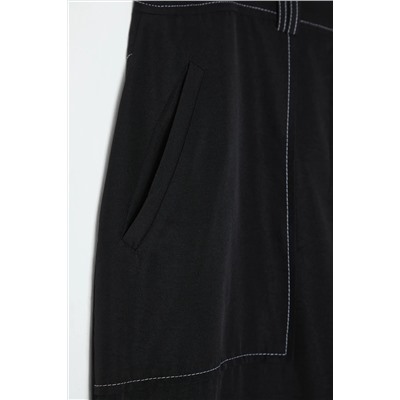 Черный груз широкий PACA Contrast Sewing Подробные брюки TBBAW25AR00024