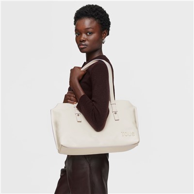 Bolso de hombro - cuero - beige