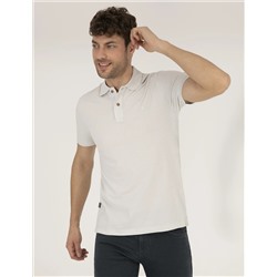 Светло -серого Slim Fit Polo Yaka Basic T -For