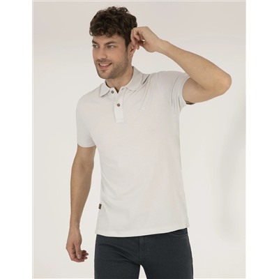 Светло -серого Slim Fit Polo Yaka Basic T -For