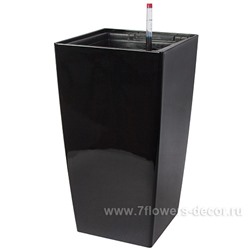Кашпо PLANTA VITA "Conic Silk black" с автополивом (пластик), 28х28хH54 см