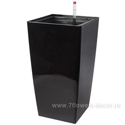 Кашпо PLANTA VITA "Conic Silk black" с автополивом (пластик), 28х28хH54 см