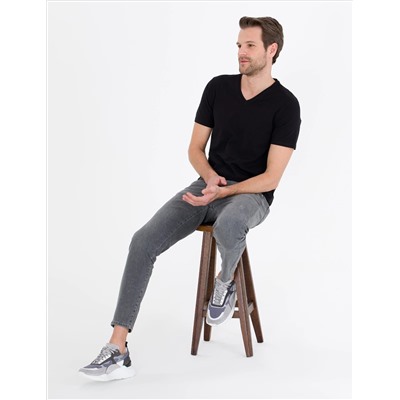 Black Slim Fit Basic T -For