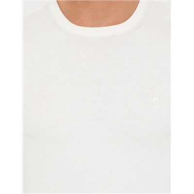 Ekru Slim Fit Bicycle Neck Basic Knitwear Kazakh