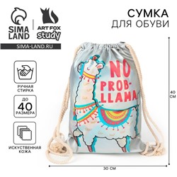 Мешок для обуви  NO PROB-LLAMA кож.зам голография, 30×40 см