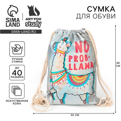 Мешок для обуви  NO PROB-LLAMA кож.зам голография, 30×40 см
