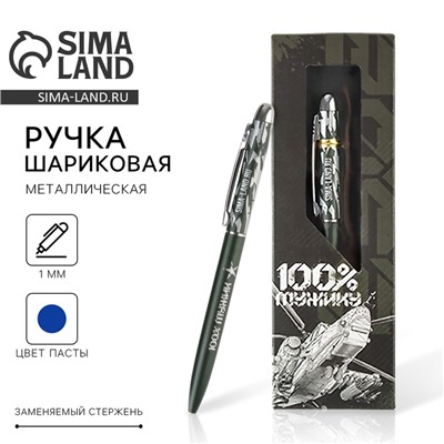 Ручка шариковая, подарочная «100% мужик», матовая, металл