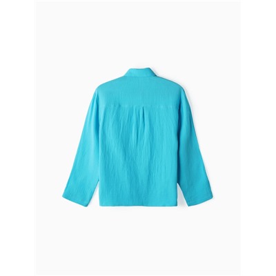 Рубашка из муслина для девочек KAFTAN, рост 140 см, голубая