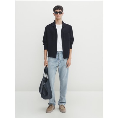 Cárdigan punto cremallera cuello camisero