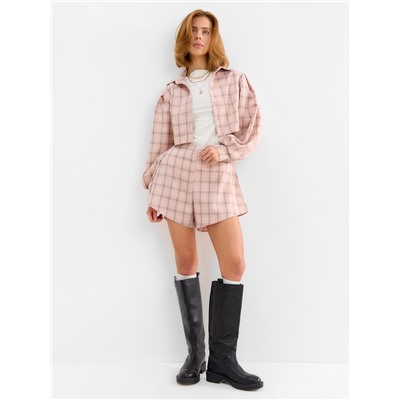 Комплект женский (блузка, шорты) MINAKU: Casual Collection цвет розовый клетка, размер 48