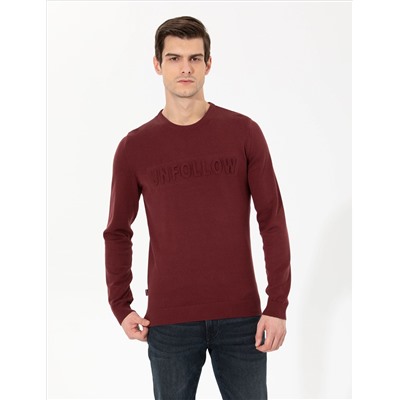 Bordeaux Slim Fit Bike Yaka Knitwear Свитер