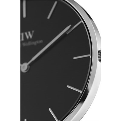 Reloj de cuarzo de piel Sheffield - Negro y plateado