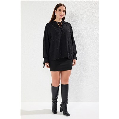Black Balloon Eleve Pompom Toven Блузка большого размера TBBAW25AF00049