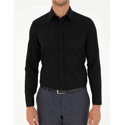 Black Slim Fit рубашка с длинным рукавом Amelor
