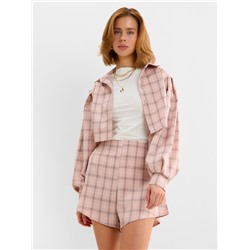Комплект женский (блузка, шорты) MINAKU: Casual Collection цвет розовый клетка, размер 48