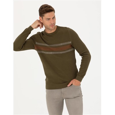 Темный хаки Slim Fit Bicycle Yaka Knitwear Свитер