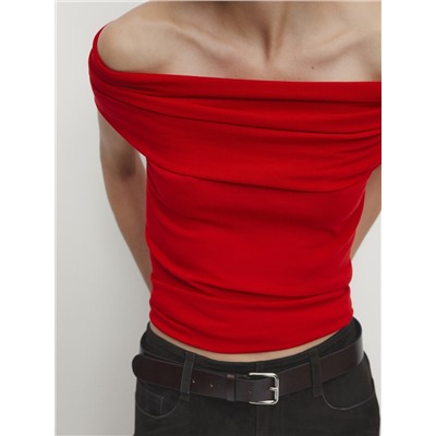 Knit top with draped detail
