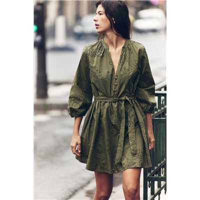 RUBBERISED DRESS WITH CUTWORK EMBROIDERY