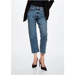 Jeans rectos tiro alto crop -  Mujer | MANGO OUTLET España