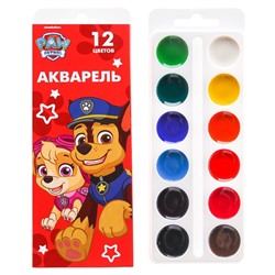 Акварель медовая «Щенячий патруль», 12 цветов, в картонной коробке, без кисти