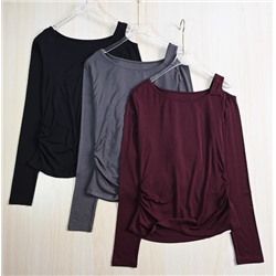 Футболка из мягкой шерсти Tencel с косым вырезом и открытыми плечами