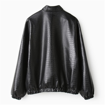 Жакет женский демисезонный MINAKU: Eco leather, чёрный, размер 46