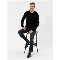 Black Slim Fit Bike Neck Basic вязаный свитер
