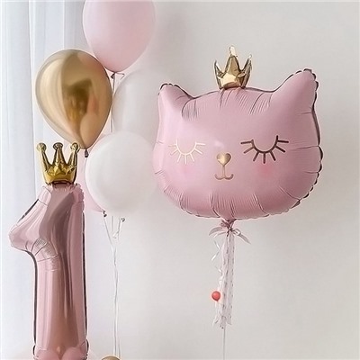 Воздушные шары фольгированные 32" «Кошечка-королева розовая»