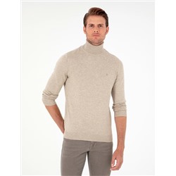 Песчанный меландж Slim Fit Fisherman воротник базовый трикотажный свитер