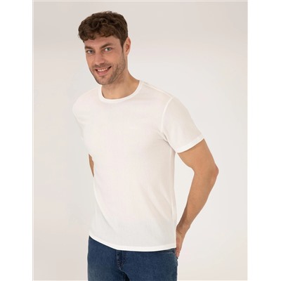 Ekru Slim Fit Textulled Bike Thrist T -For