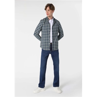 Slim Fit Рубашка уравнение шеи мужская темно -синяя рубашка с длинным рукавом
