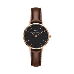 Reloj de cuarzo de piel Petite Bristol - Marrón y rosa dorado